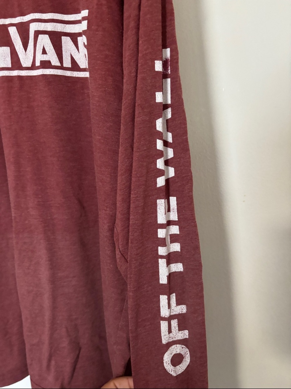 Vans Maroon Long Sleeve Tee with White Checker Logo - Picture 3 of 4